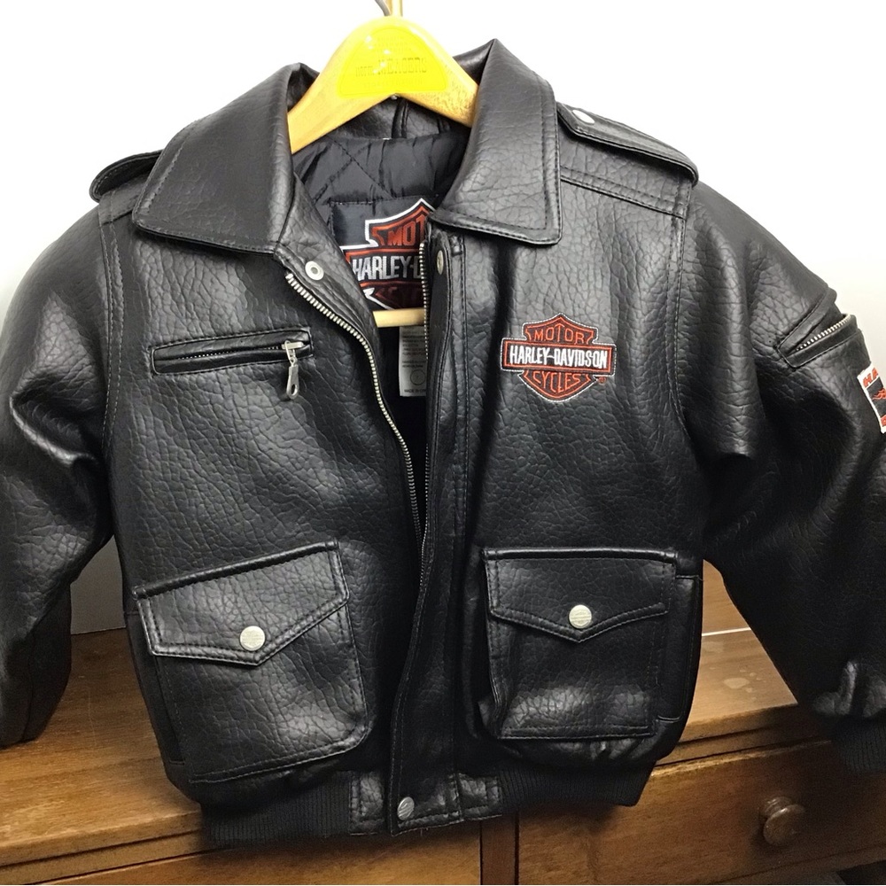 Boys 7 Vintage Harley Davidson Biker Motorcycle Bomber Jacket